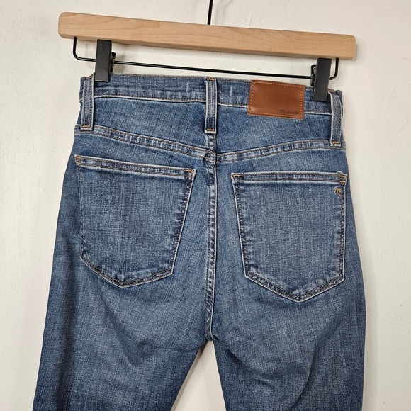 Madewell 10" High Rise Skinny Jeans Drop Step Hem 24P Blue Distressed Denim - Picture 8 of 10